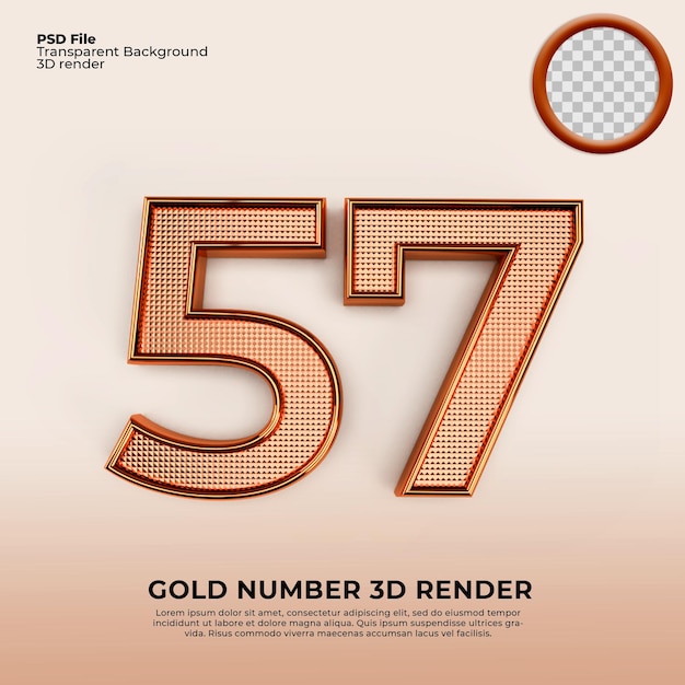 Premium Psd 3d Numbers 57 Gold Luxury