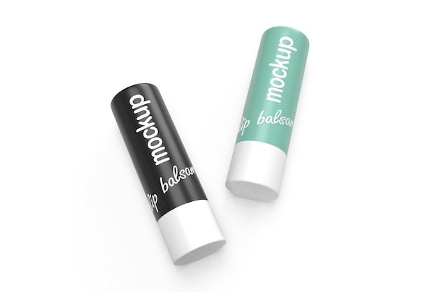 Download 3d packaging design mockup of two lying lip balsams ...