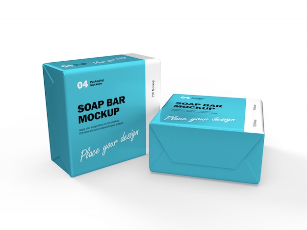 Download 3d packaging design mockup of two square soap bar boxes ...