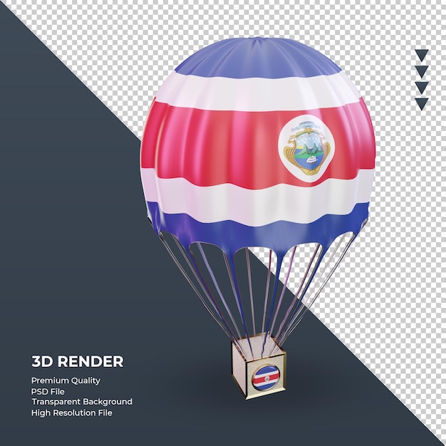 Premium PSD | 3d parachute costa rica flag rendering left view