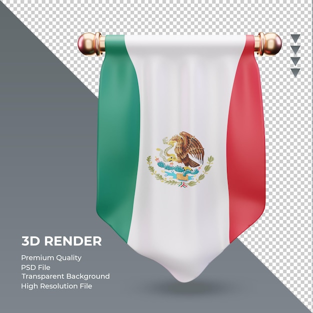 Premium PSD 3d Pennant Mexico Flag Rendering Front View