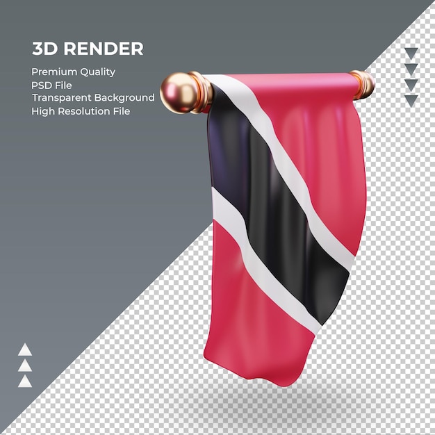 Premium Psd 3d Pennant Trinidad And Tobago Flag Rendering Left View 2519