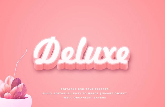3d ping deluxe text style effect Premium Psd