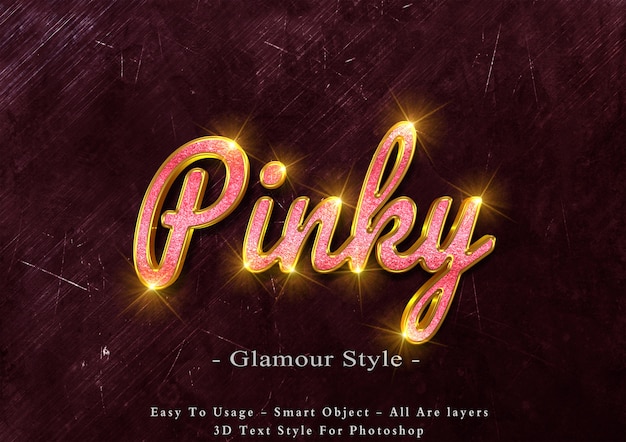 3d pink glamour text style effect Premium Psd