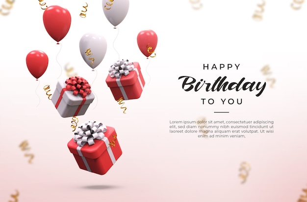 Download Premium PSD | 3d pink and white shiny balloons, gifts ...