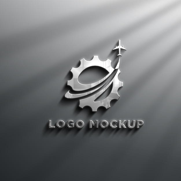 3dリアルなchrome Effects Logo Mockup プレミアムpsdファイル
