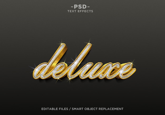 Download 3d realistic deluxe diamond gold effects editable text | Premium PSD File