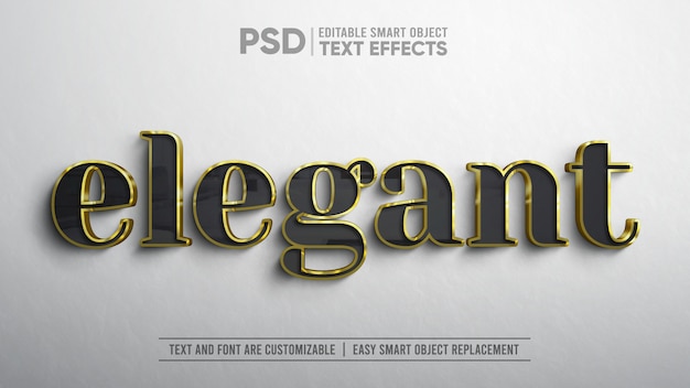 Download 3d realistic elegant black gold text editable smart object ... PSD Mockup Templates
