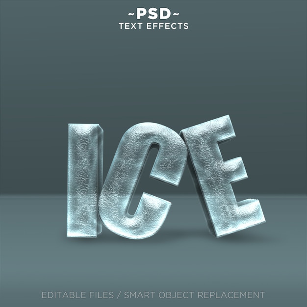 Premium PSD 3d Realistic Ice Effects Editable Text