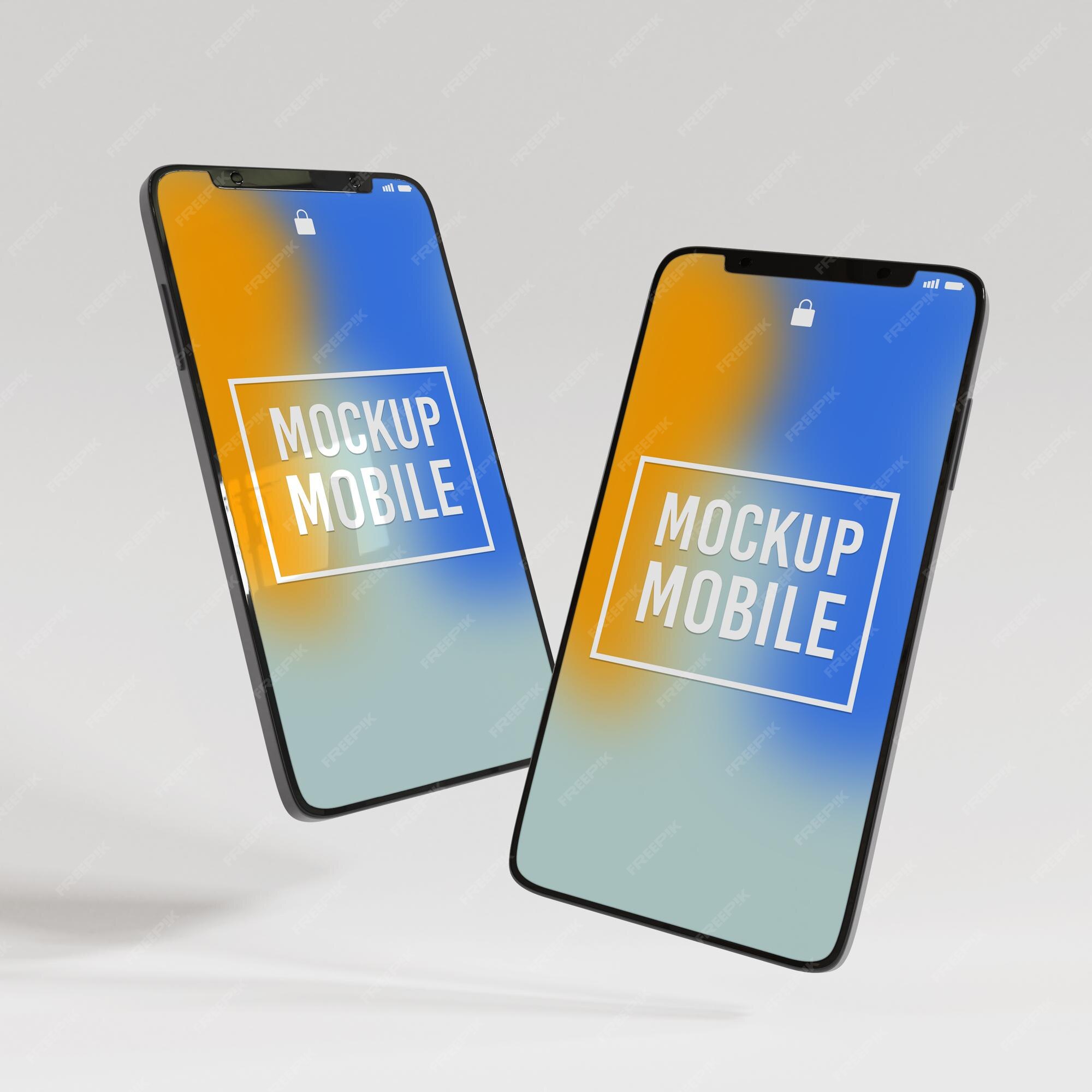 Premium PSD | 3d realistic smartphone mock up template with editable layer