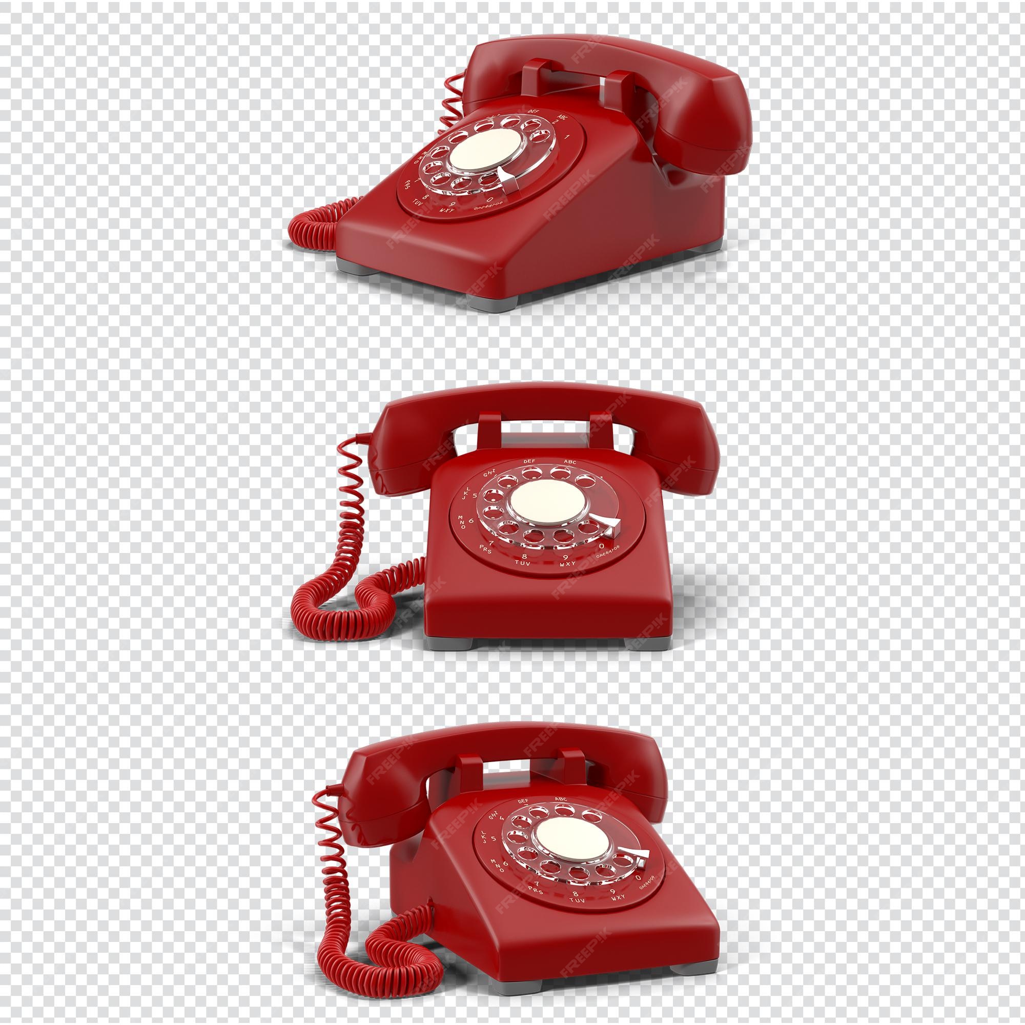 Premium PSD | 3d red vintage telephone isolated