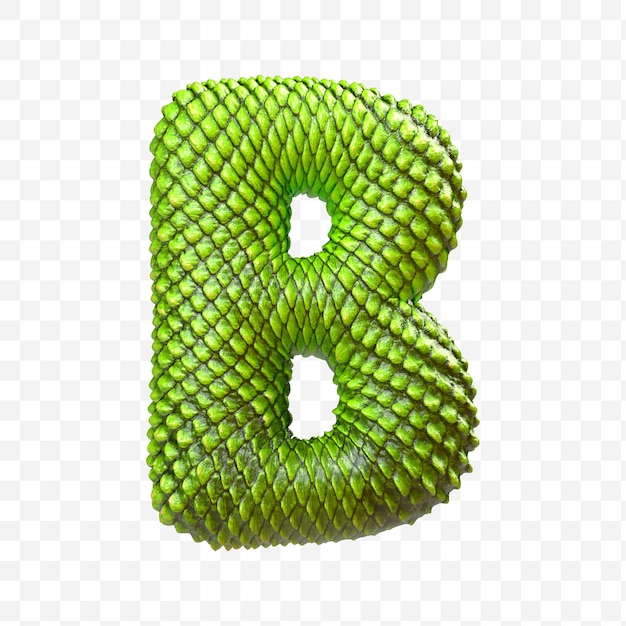 Premium PSD | 3d Render Of Alphabet Letter B Made Of Green Dragon Skin ...