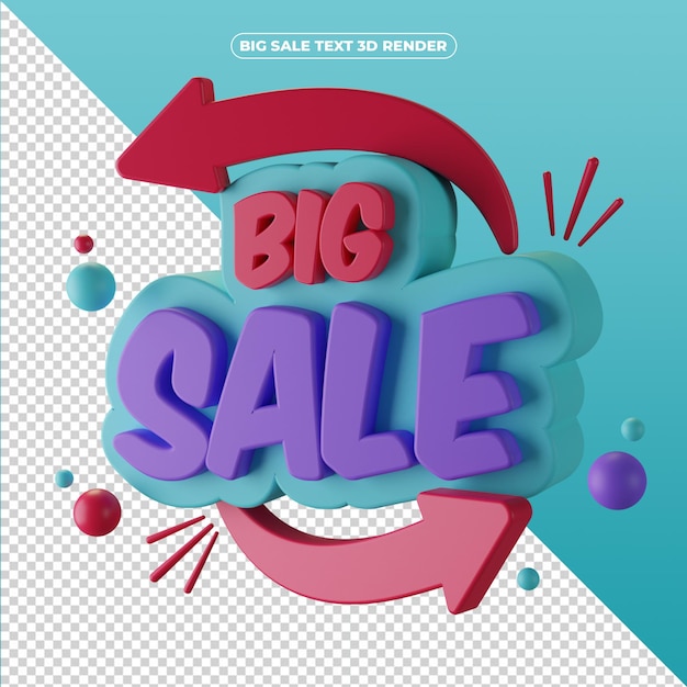  3d render big sale banner