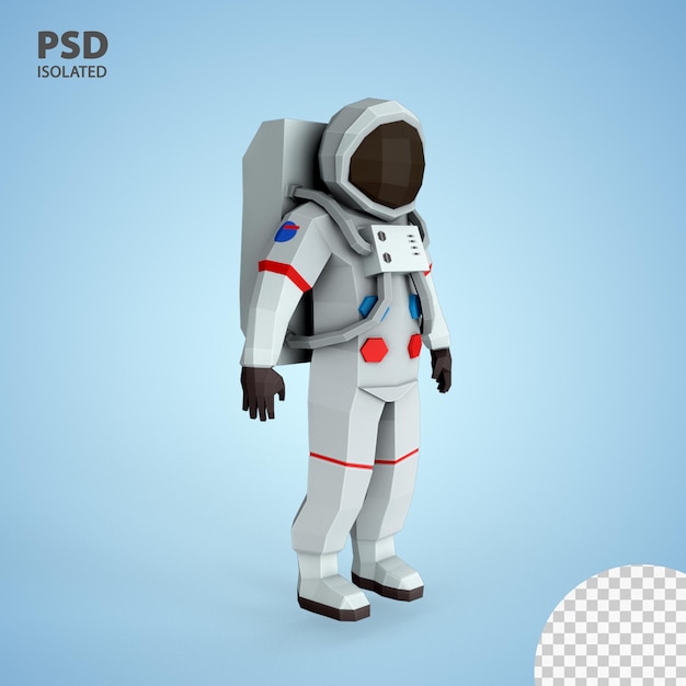 Premium PSD | 3d render low poly astronaut 4k resolution