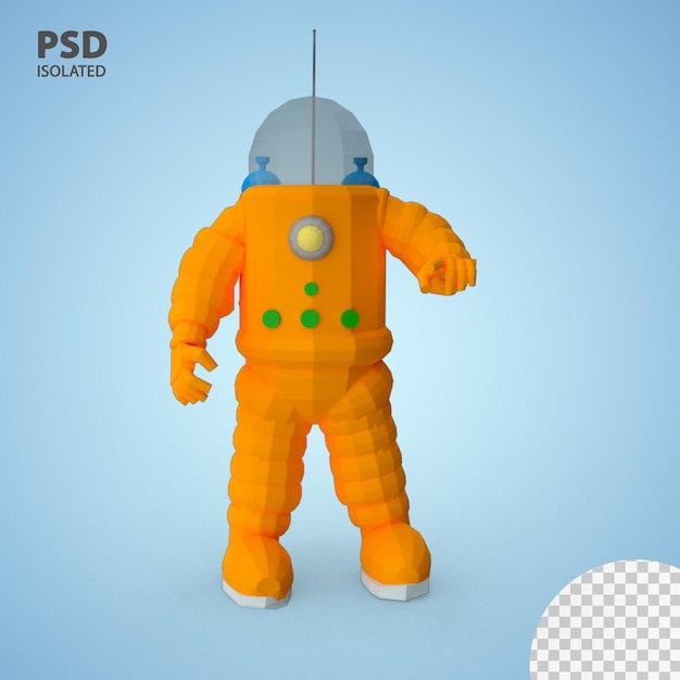 Premium PSD | 3d render low poly tintin spacesuit 4k resolution