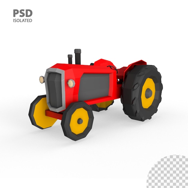 Premium PSD | 3d render low poly tractor 4k resolution