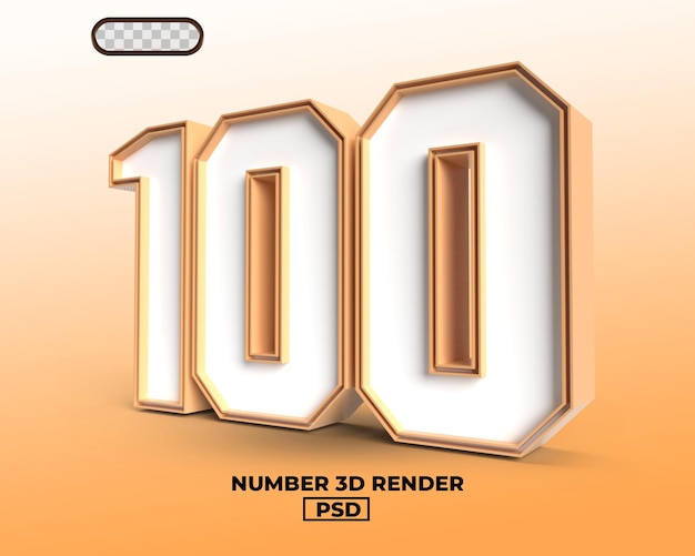 Premium PSD | 3d render of number 100