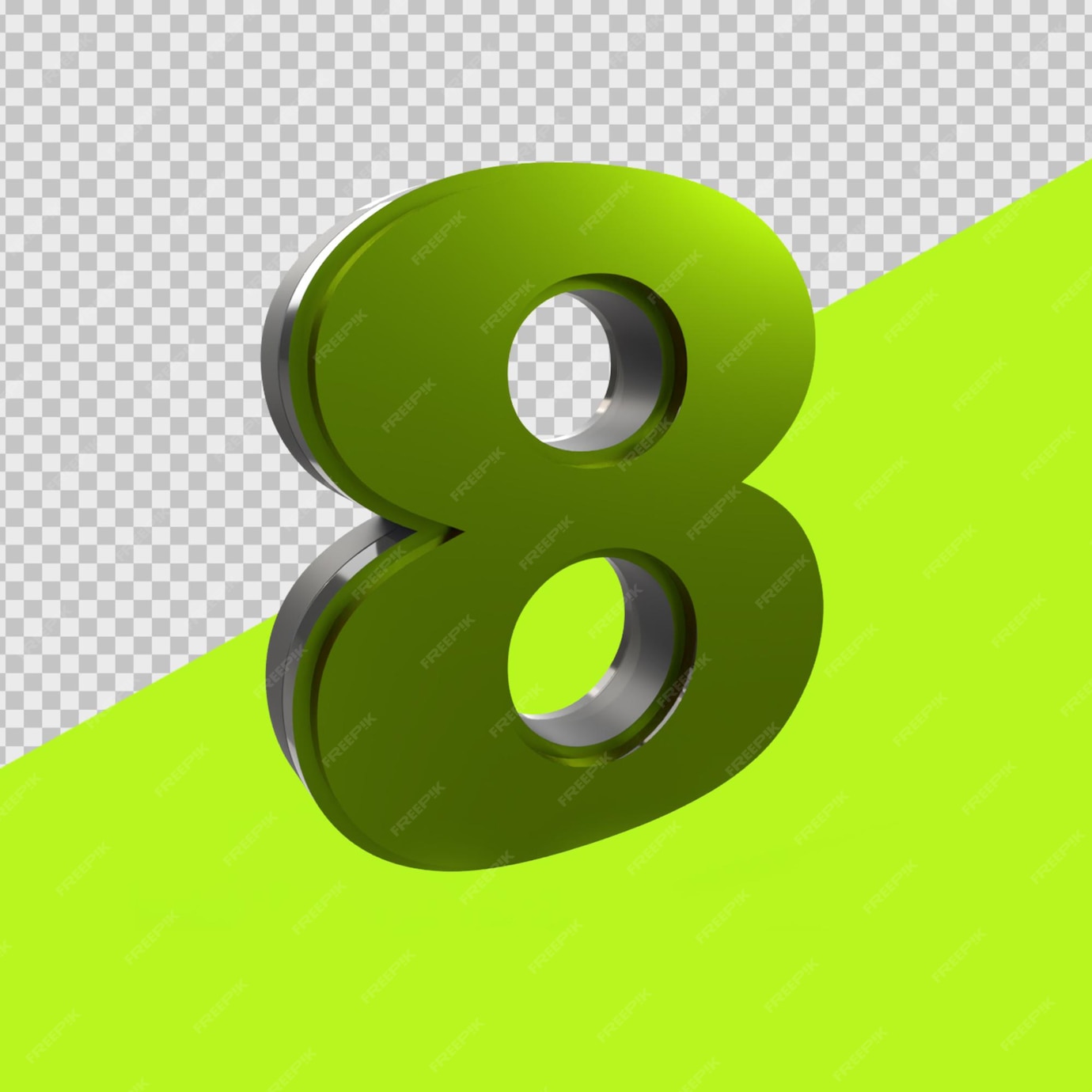 Premium PSD | 3d render number green 8