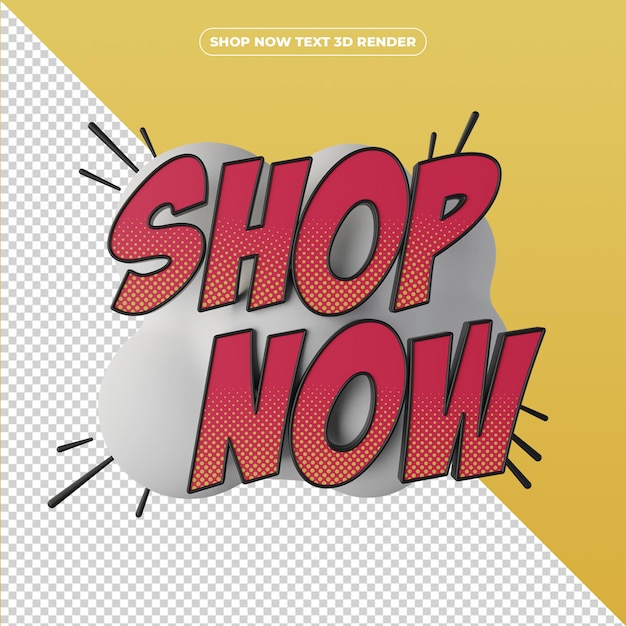 Premium PSD | 3d render shop now text banner