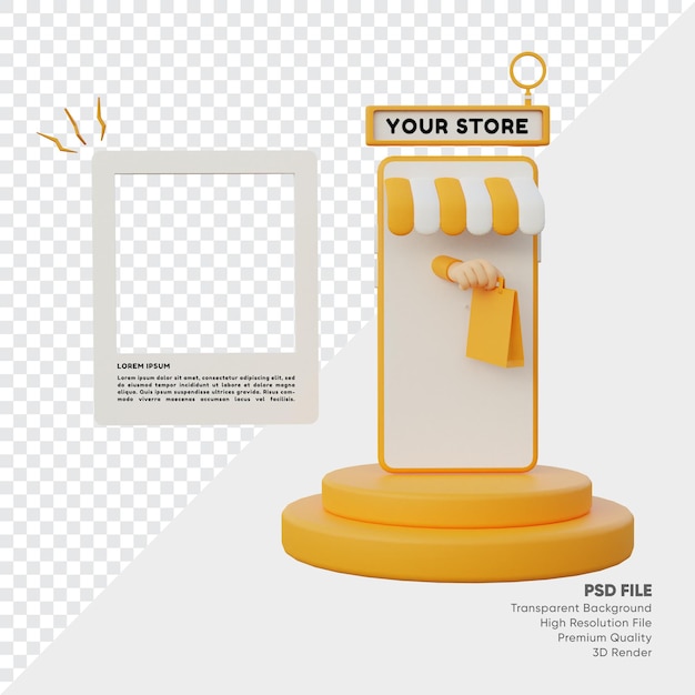 Download Premium Psd 3d Rendered Discount Promo Online Shop With Search Box And Social Media Frame