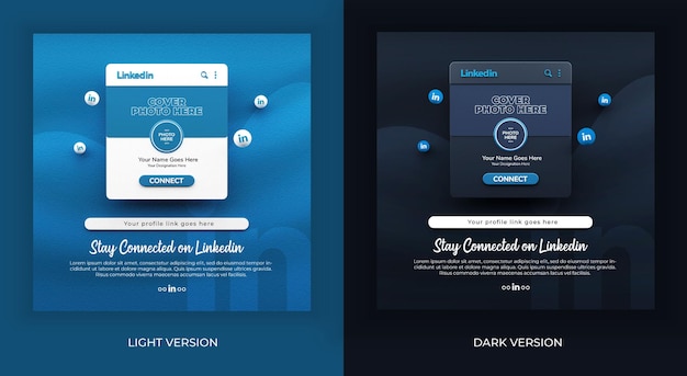 Download Premium Psd 3d Rendered Stay Connected On Linkedin In Light And Dark Version Social Media Post Mockup