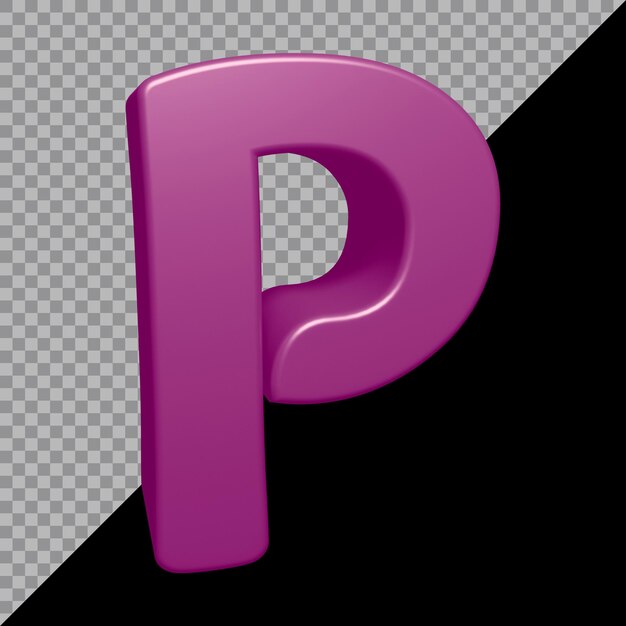 Premium PSD | 3d rendering of alphabet letter p