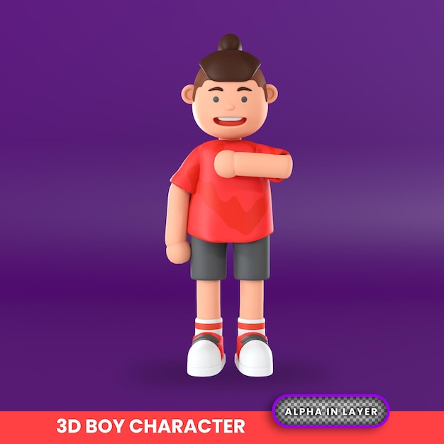 Premium PSD | 3d rendering of a boy patting his chest illustration