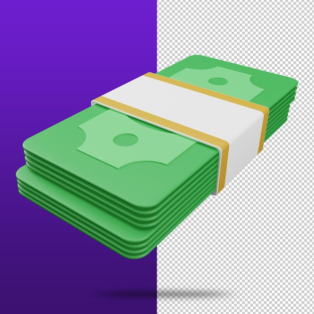 Premium PSD | 3d rendering of bundles cash icon money saving concept