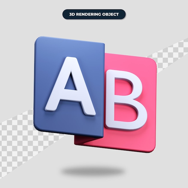 Premium PSD | 3d Rendering Language Icon, Letter A And Letter B