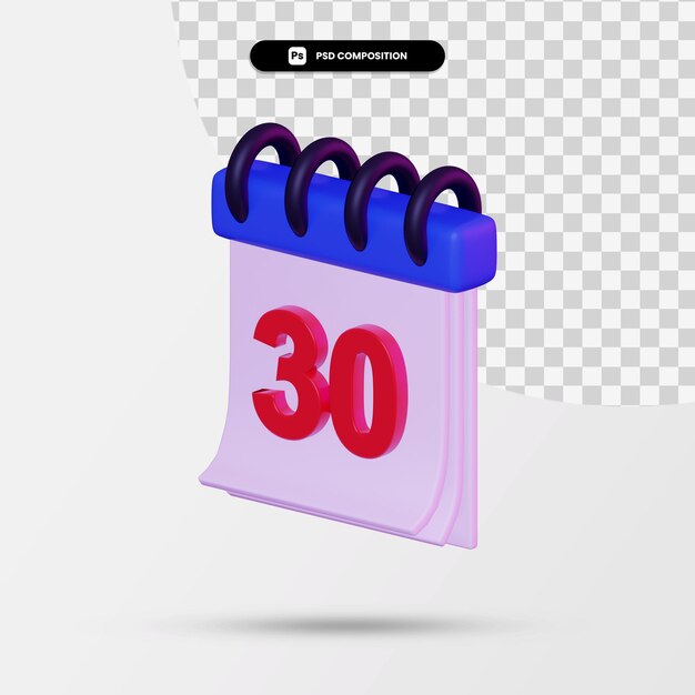 Premium PSD 3d rendering of minimal calendar icon isolated