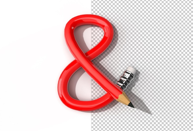 曲がった鉛筆のフォント文字sロゴの透明なpsdファイルの3dレンダリング プレミアムpsdファイル