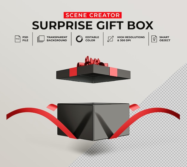 Download Premium PSD | 3d rendering of opened surprise gift box for scene creator mockup