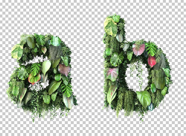 Premium PSD | 3d Rendering Of Vertical Garden Lowercase Alphabet A And ...