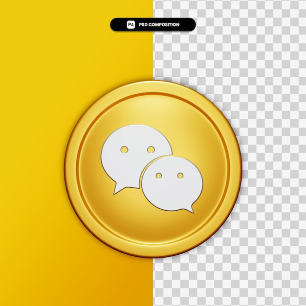 Premium Psd 3d Rendering We Chat Icon On Golden Circle Isolated