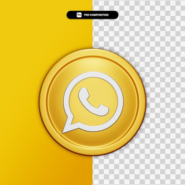 Premium Psd 3d Rendering Whatsapp Icon On Golden Circle Isolated