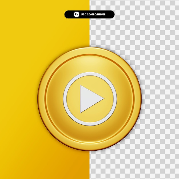 Premium Psd 3d Rendering Youtube Music Icon On Golden Circle Isolated