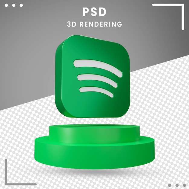 3d回転アイコンロゴspotifyレンダリング分離 プレミアムpsdファイル