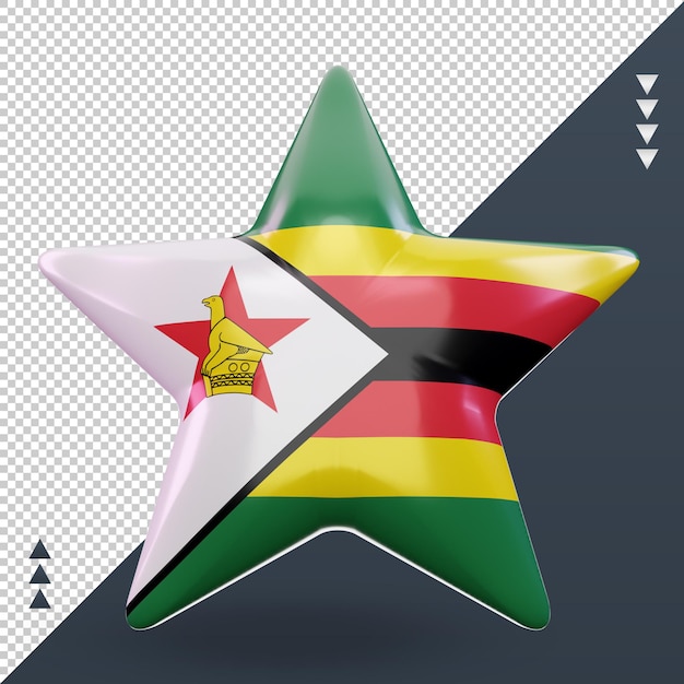 Premium PSD | 3d star zimbabwe flag rendering front view