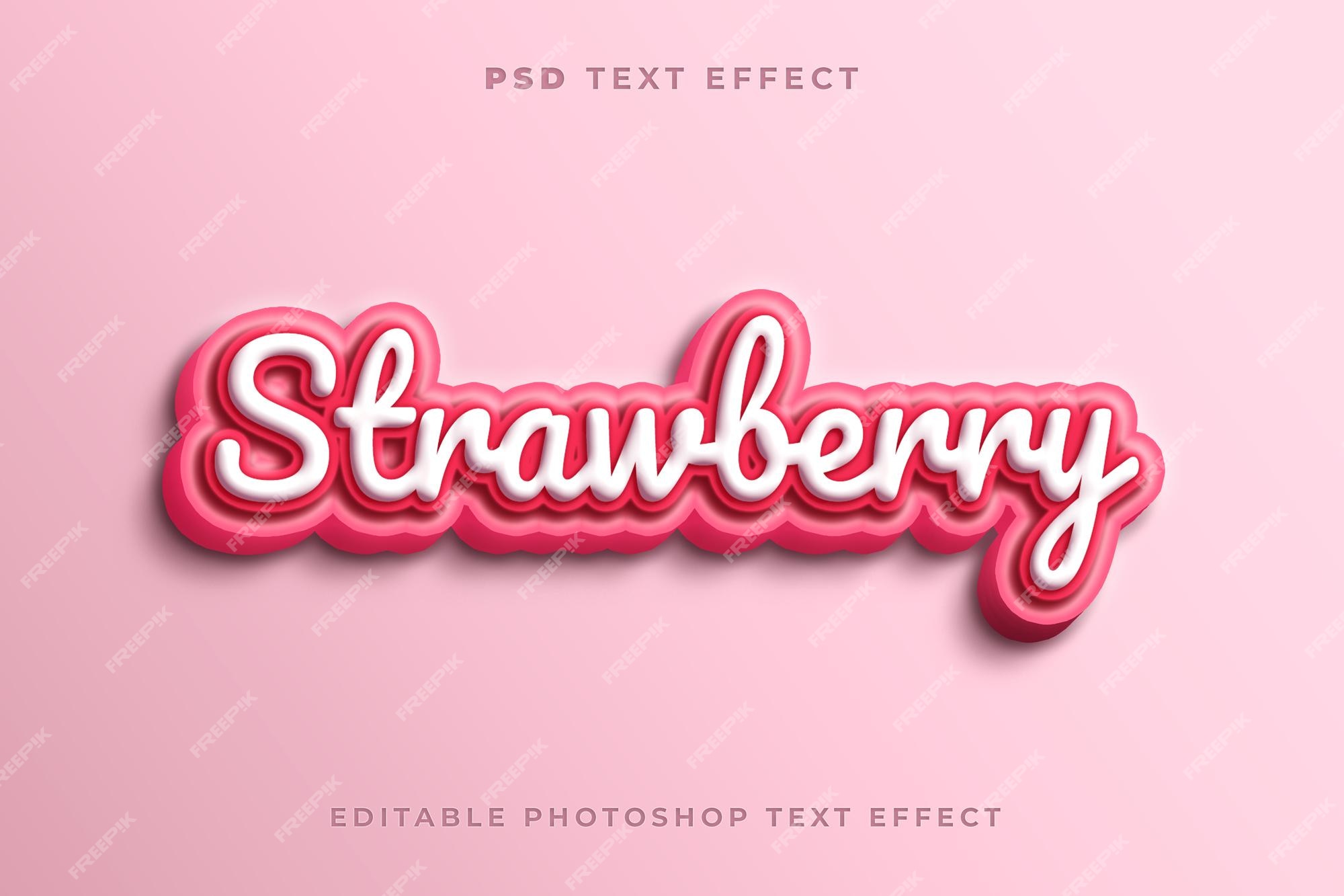 Premium PSD | 3d strawberry text effect template with pink color