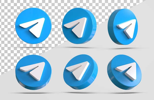 Premium PSD | 3d telegram icon collections isolated