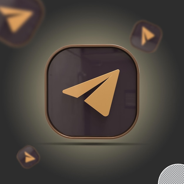 Premium PSD | 3d Telegram Icon Golden Render