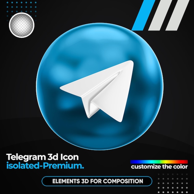 Premium PSD | 3d telegram icon render isolated