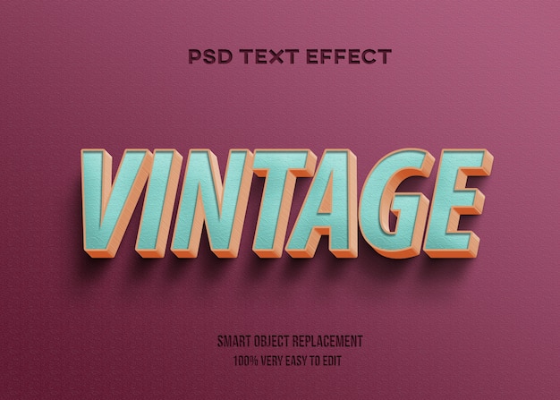 Premium PSD | 3d vintage texture text effect template