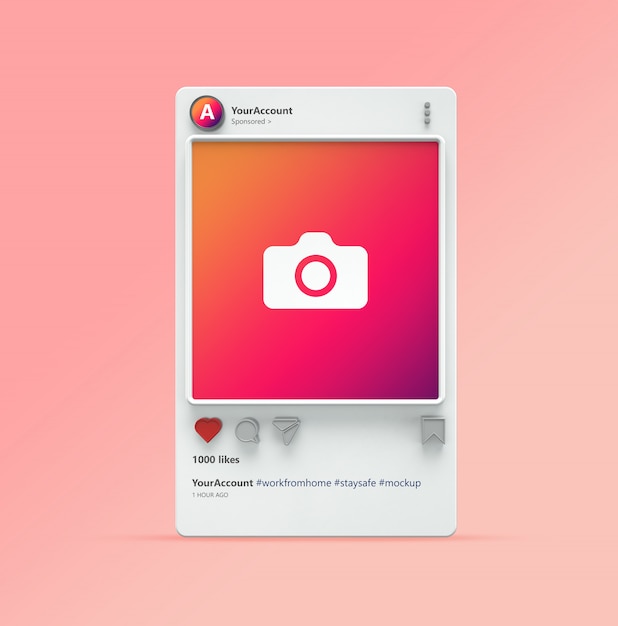 Download Premium PSD | 3d visualization of instagram post mockup