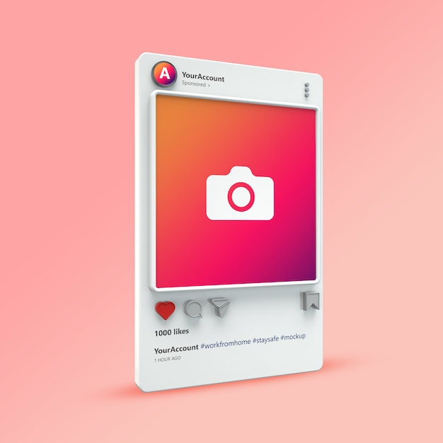 Download Premium PSD | 3d visualization of instagram post mockup