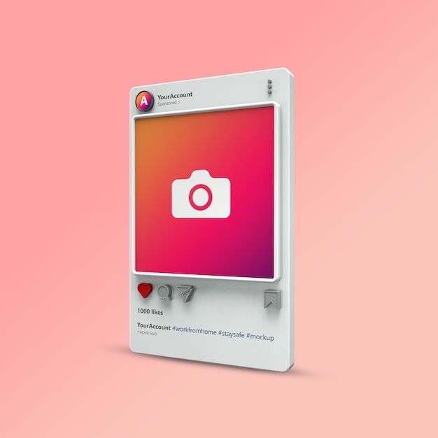 Download Premium PSD | 3d visualization of instagram post mockup