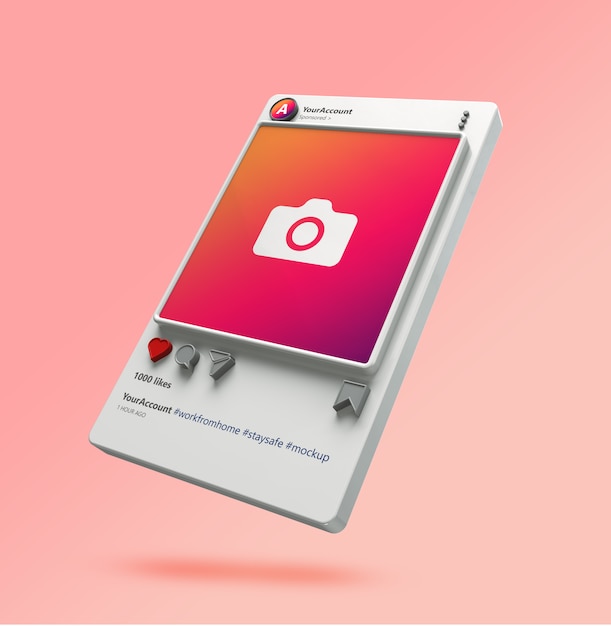 Download Premium PSD | 3d visualization of instagram post mockup