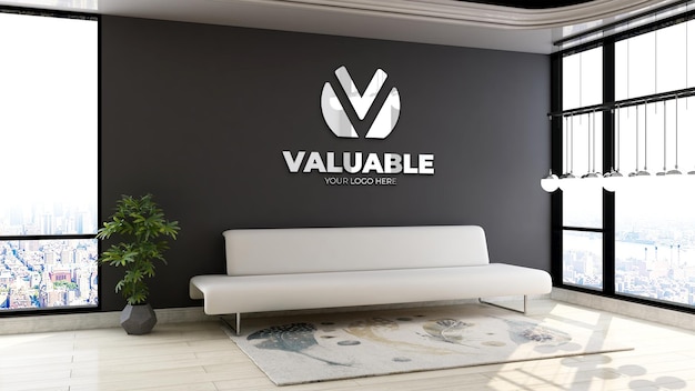 Premium PSD 3d Wall Company Logo Mockup In The Office Lobby Waiting Room   3d Wall Company Logo Mockup Office Lobby Waiting Room 9790 2196 