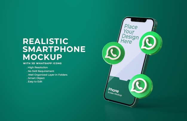 Download Premium PSD | 3d whatsapp icons with mobile screen mockup