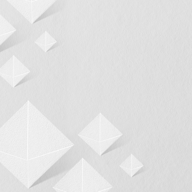 Premium PSD | 3d white paper craft pentahedron patterned background